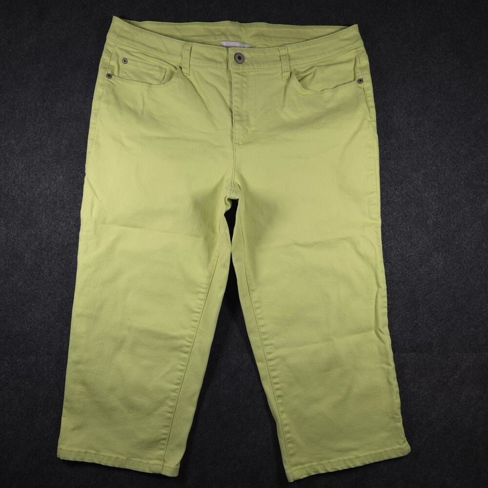 Christopher & Banks Chartreuse Stretch Capri Cropped Pants Femme Size 14